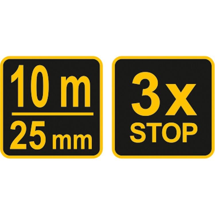 Рулетка з 3-ма фіксаторами, l= 10 м, w= 25 мм
