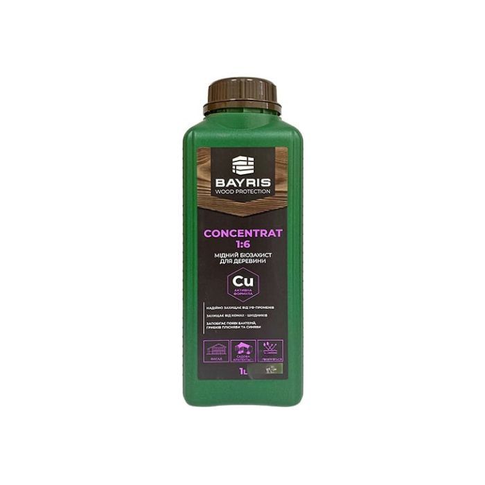 Мідний біозахисний засіб для деревини CONCENTRAT 1:6 BAYRIS (сіро-зелений) 1л