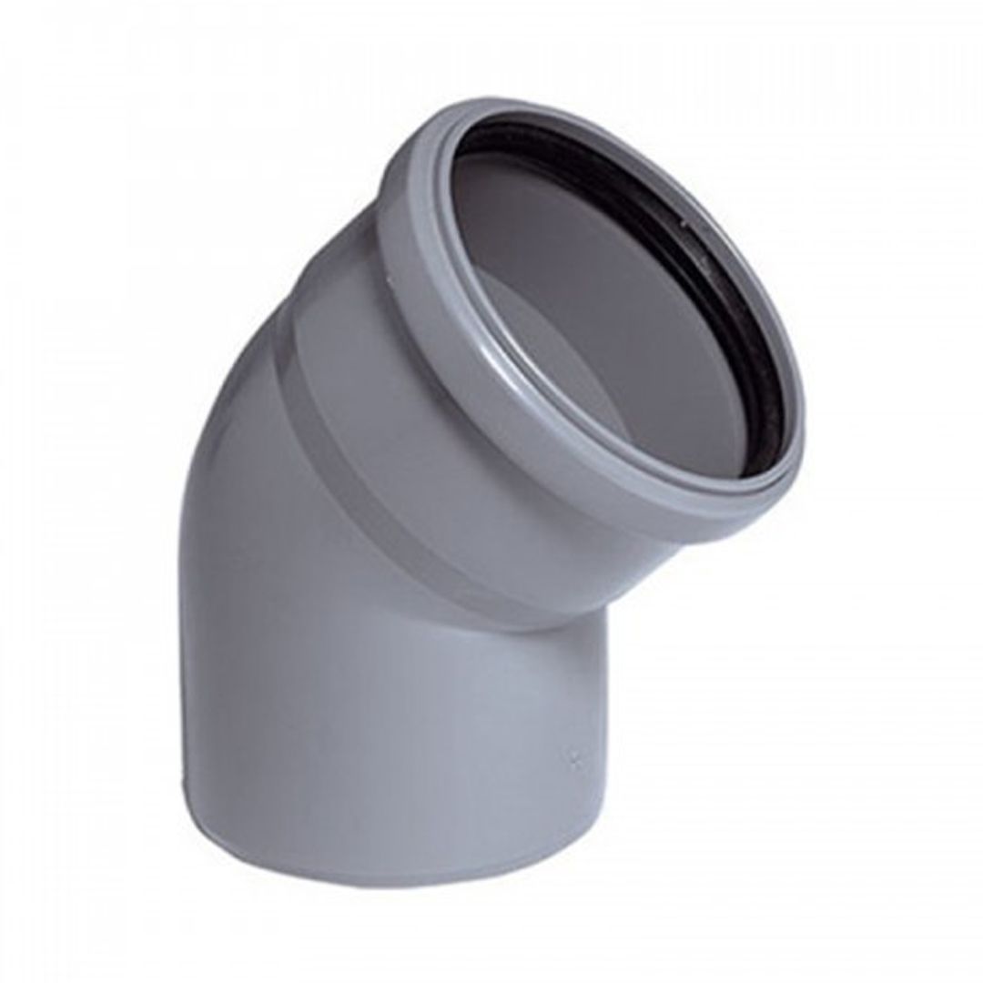 Коліно з поліпр. (45)  110х110 (1 гумка) д/каналіз. труб TA Sewage