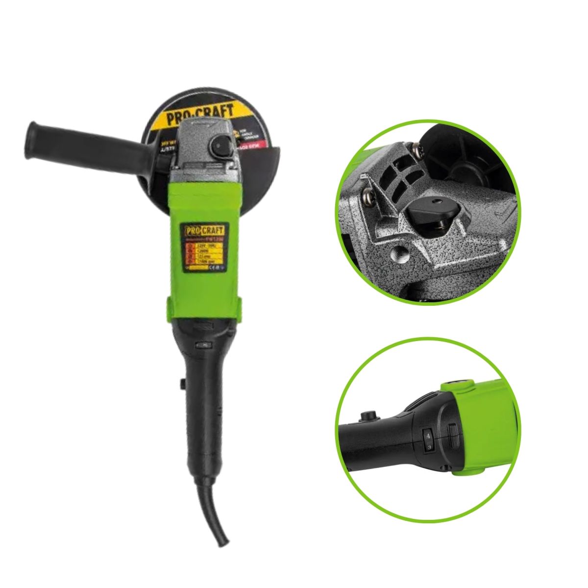 Болгарка (кутова шліфувальна) ProCraft PW-1200 E