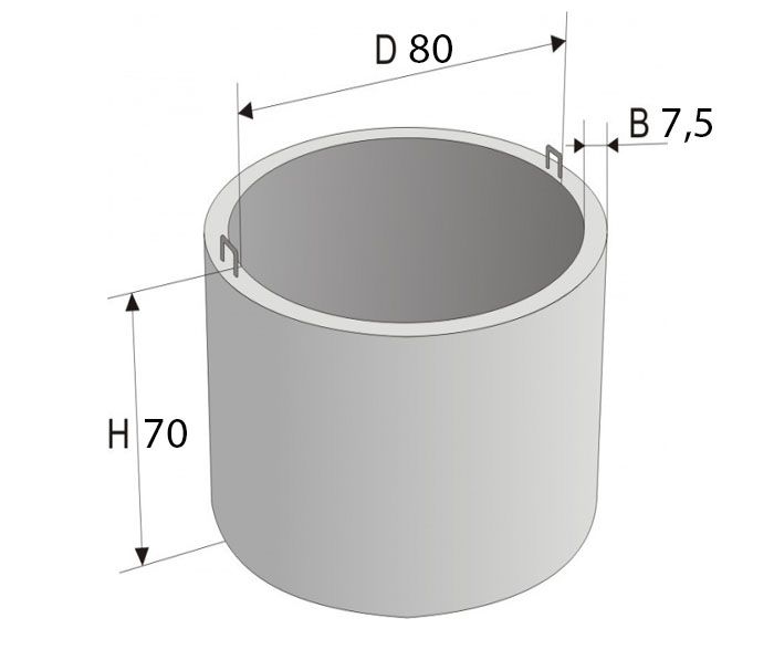 Кільце з/б D 80; H 70; B 7.5  (КС 08-07)