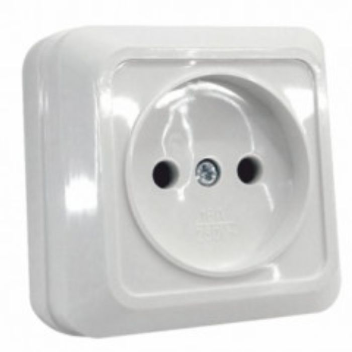 Розетка без заземлення накладна біла