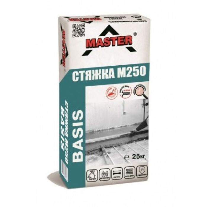 Майстер Суміш для підлоги Базис 25кг стяжка цементна, тепла підлога 1/54