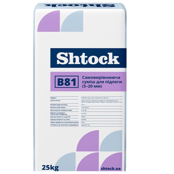 Самовирівнювальна суміш В81, 5-20 мм, 25 кг (48 шт)