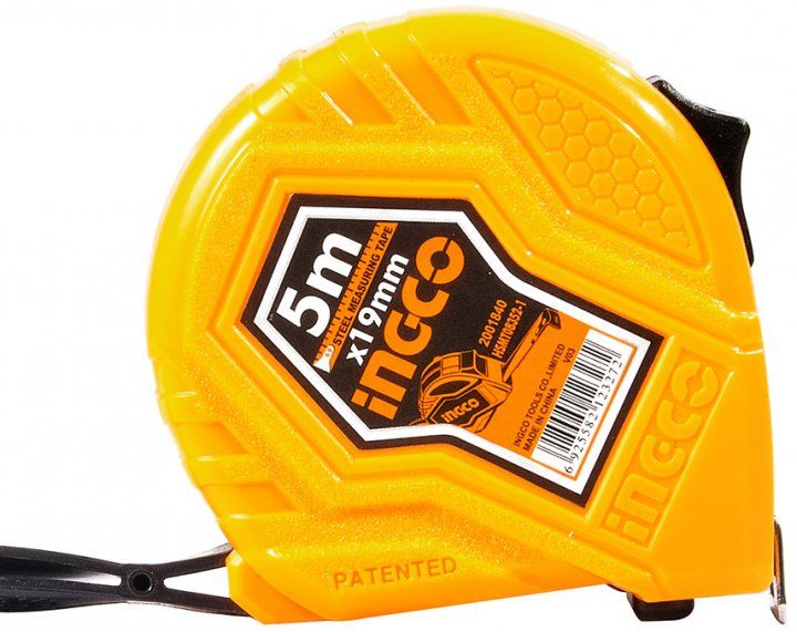 Рулетка 5 мx19 мм автостоп INGCO