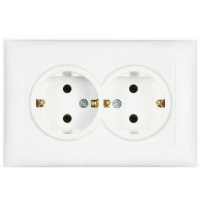 Розетка подвійна з заземленням Almera BATI біла