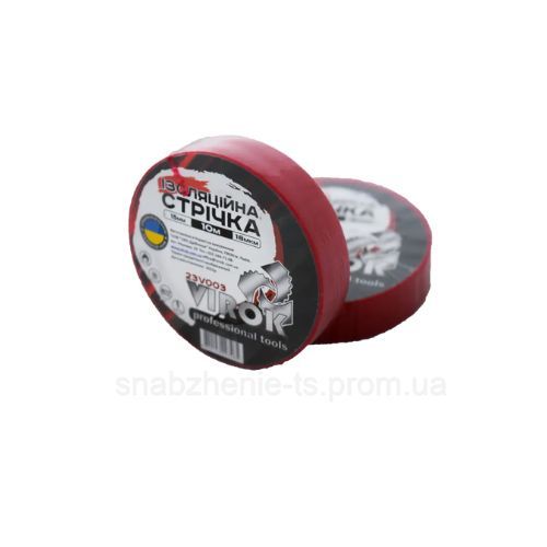 Стрічка ізоляційна VIROK : 15 мм х 10 м x 0,18 мм ЧЕРВОНА