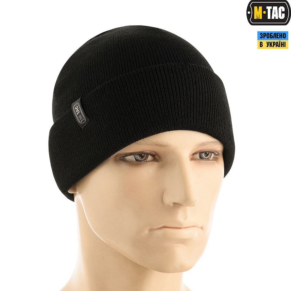 Шапка M-Tac тонка в'язка 100% акрил чорна (р.L/XL)