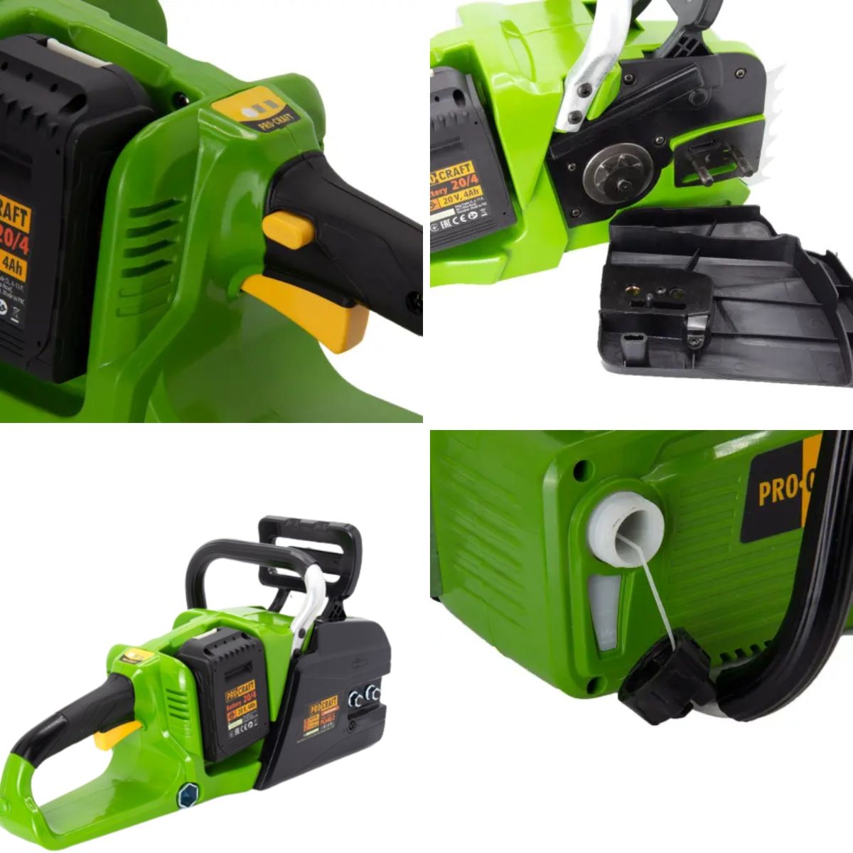 Набір Procraft Пила ланцюг.PCA40/4/2(б/акб,зар.пристр)/Бат.20/4-2шт./Зар.пристр.20/2/Олив.ланцюг 1л