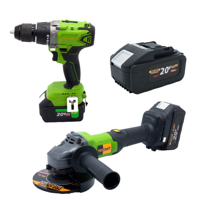 Шуруповерт Procraft PA18BL Extra + КШМ PGA20 + 2 акб 4Аг + Charger20/1