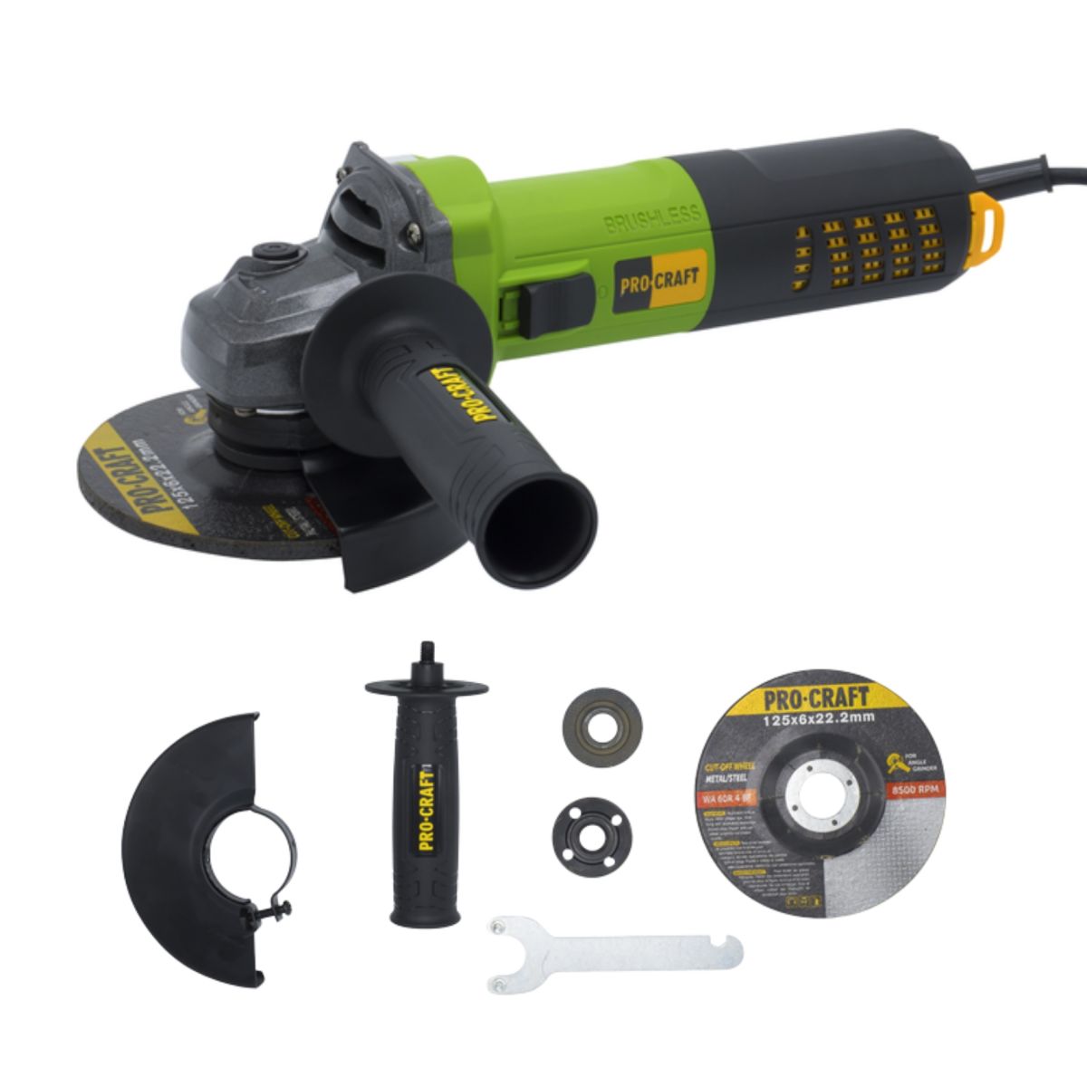 Кутошліфувальна машина безщіткова Procraft PW1550 125 мм