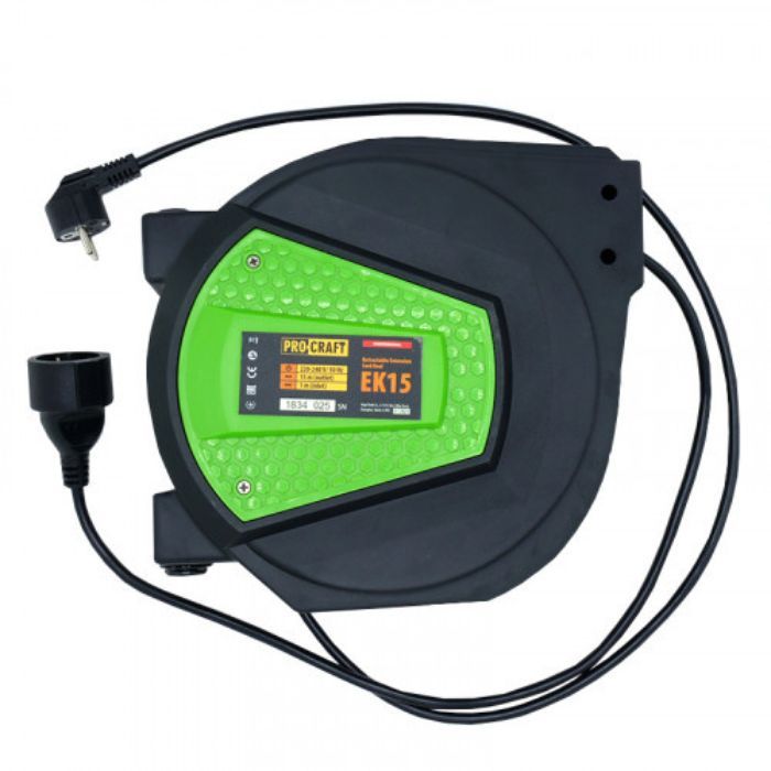 Подовжувач на котушці Procraft EK15 3x1,5 мм² 15 м