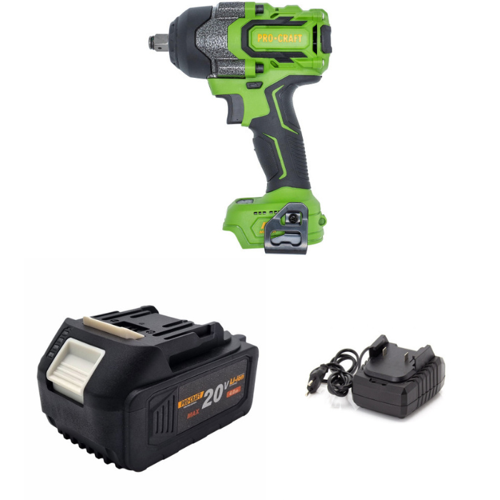 Набір Акумуляторна гайковерт PWA36 + батарея Procraft 20/4 + зарядний пристрій Procraft 20/1