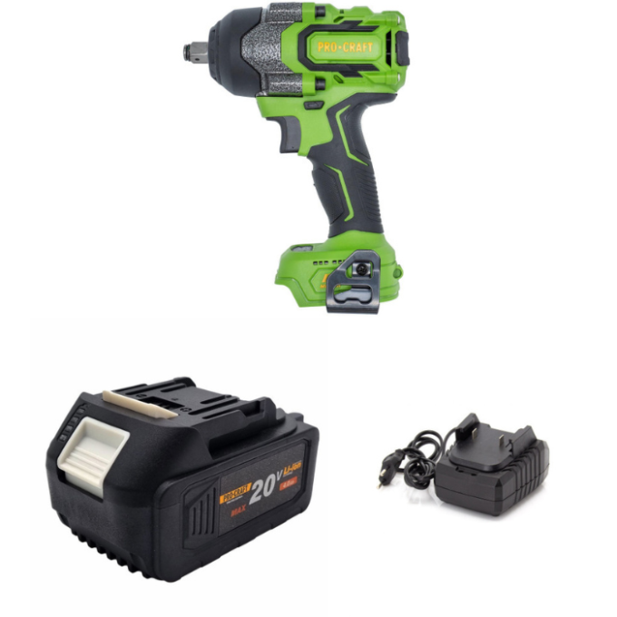 Набір Акумуляторна гайковерт PWA36 + батарея Procraft 20/4 + зарядний пристрій Procraft 20/1