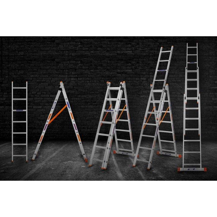 Драбина алюмінієва 3-х секційна BLUETOOLS (3х7 сходинок) (160-9004)