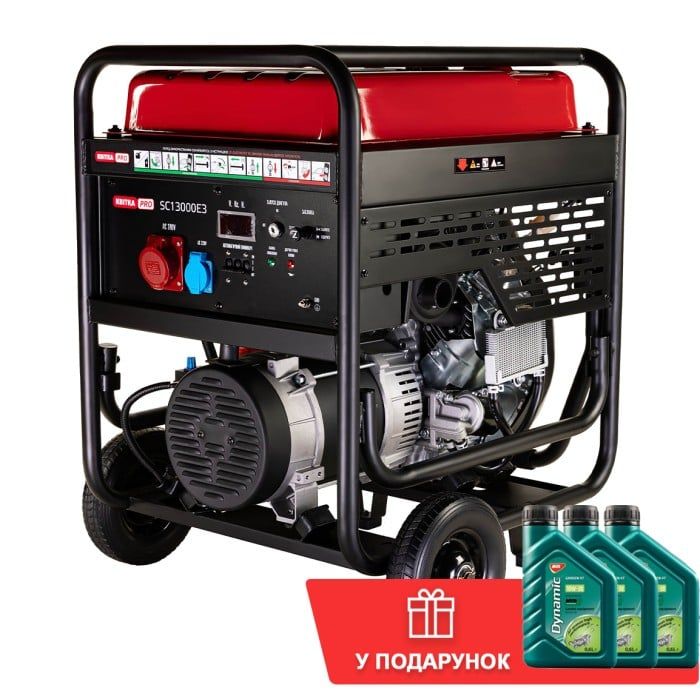 Бензиновий генератор КВІТКА PRO SC13000Е3 + олива (11.5 кВт, ~3ф, 400 В) (110-7015)