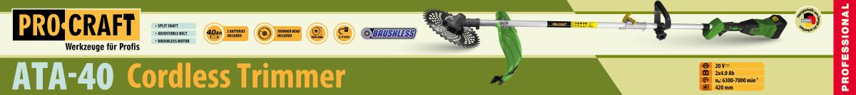 Акумуляторний триммер Procraft ATA40 (2 АКБ та ЗП)