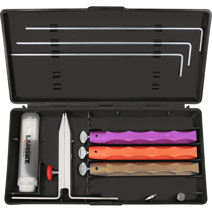 Точильна система Lansky Набір 3 камені: крупної фіолетовий середньої червоний дрібної коричневий зер