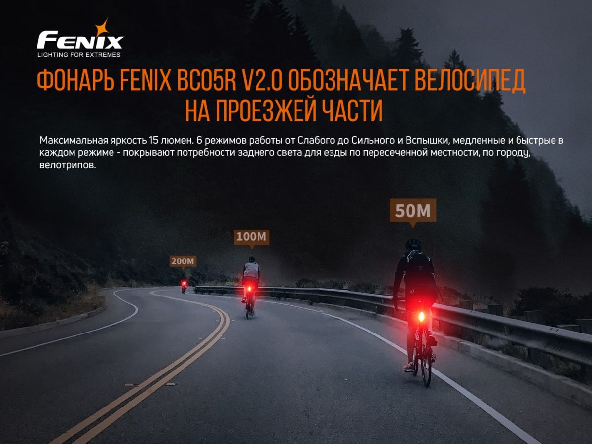 Велофара задня Fenix BC05R V2.0
