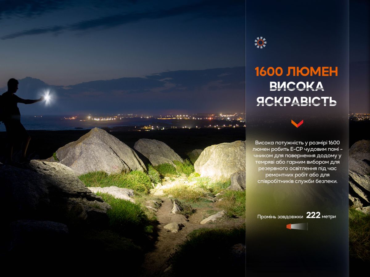 Ліхтар ручний Fenix E-CP чорний