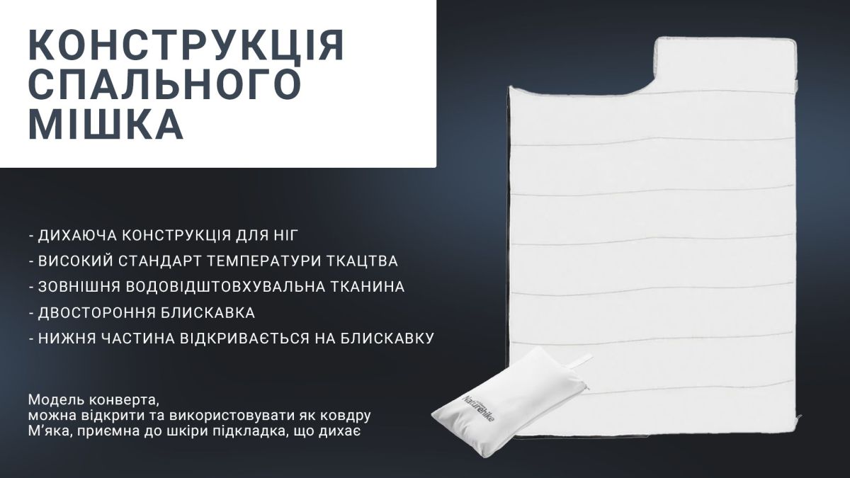 Спальний мішок з подушкою Naturehike NH22MSD01, сірий