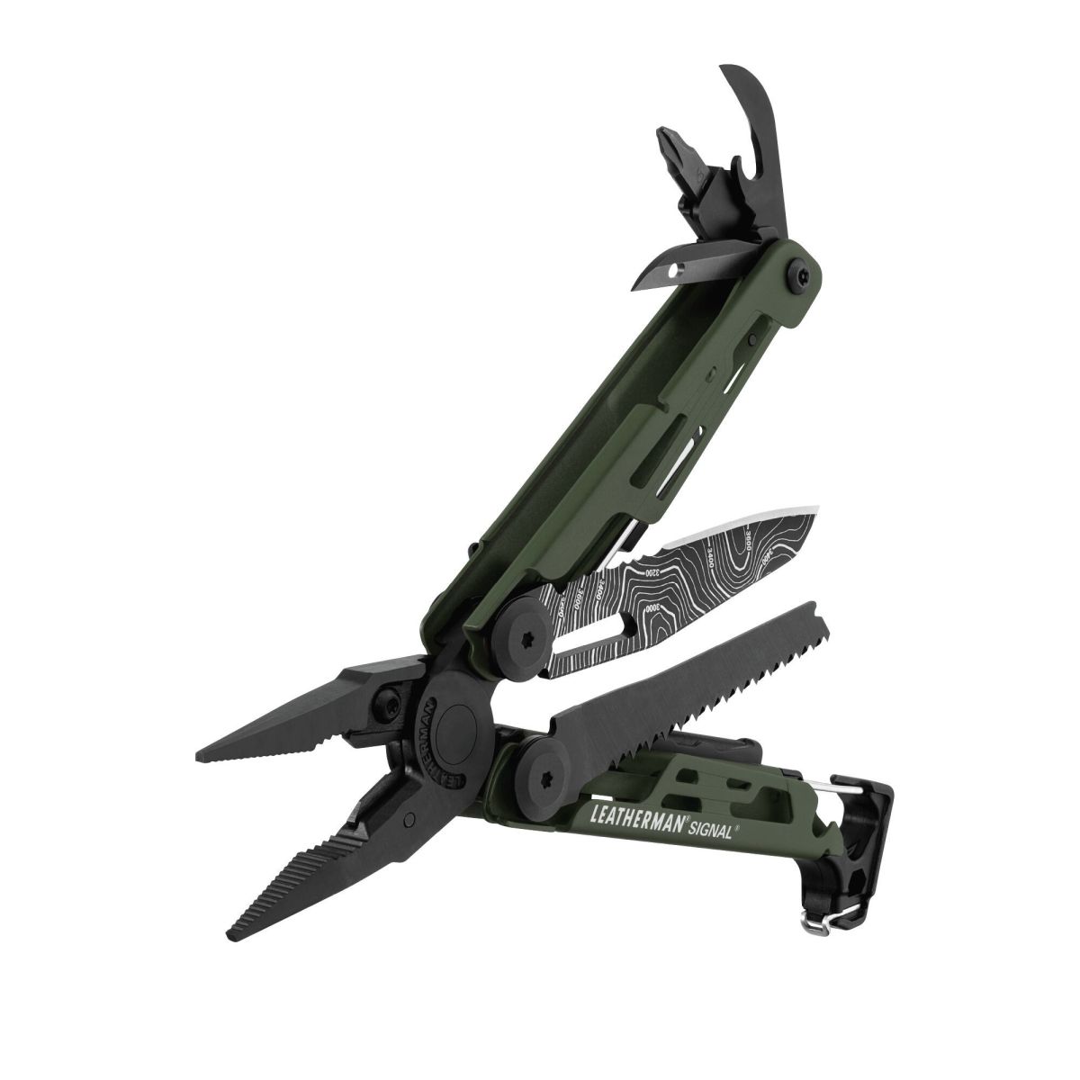 Мультиінструмент Leatherman SIGNAL GREEN TOPO, синтетичний чохол, картонна коробка