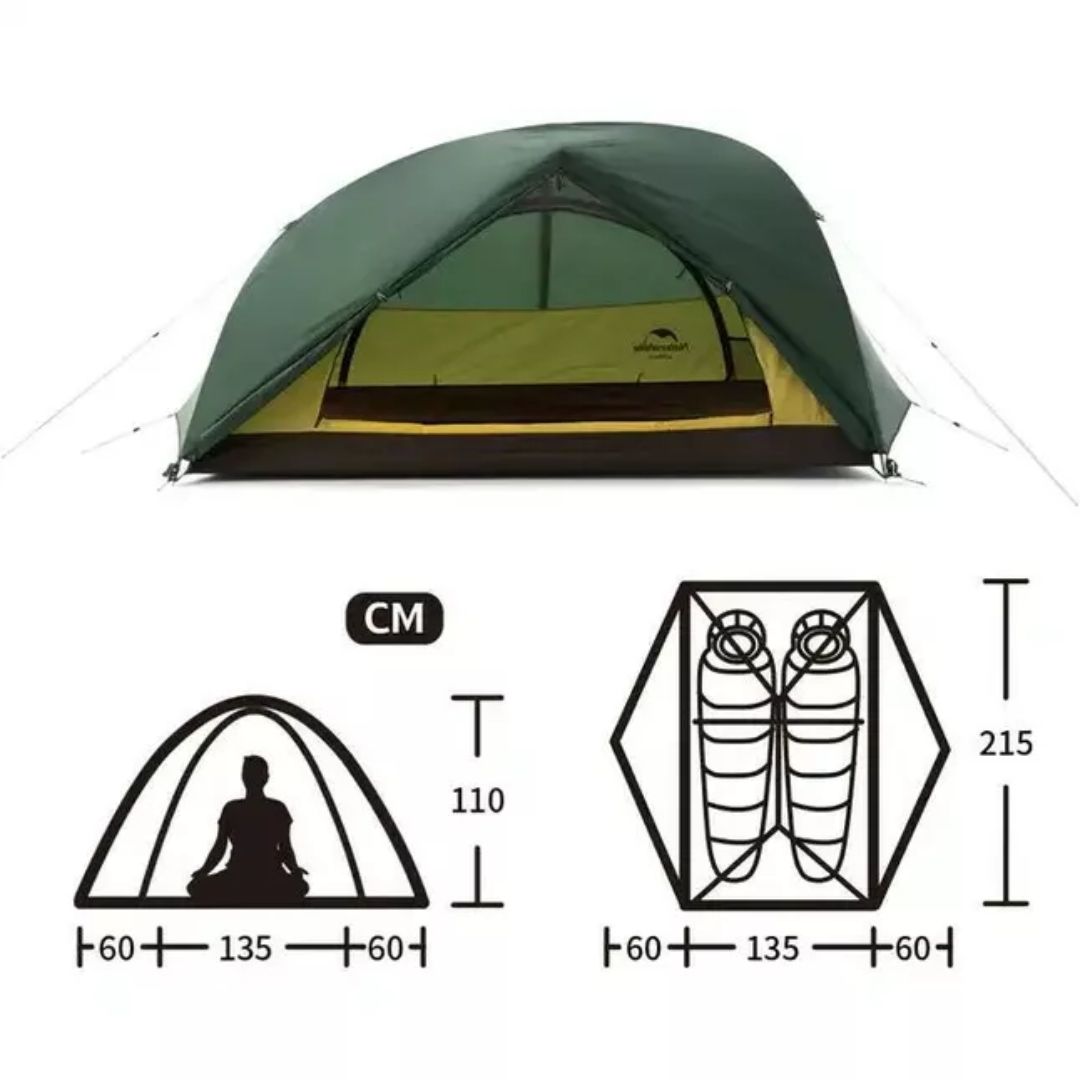 Намет надлегкий двомісний  з футпринтом Naturehike Star-River 2 Updated NH17T012-T, 210T, темно-зеле
