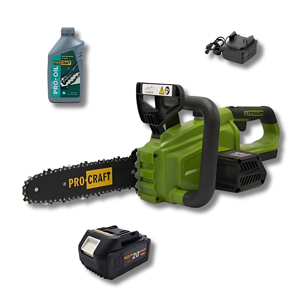 Набір Пила ланцюгова акум. PRO-CRAFT PKA36/Батарея 20/4UNIVERSAL/Заряд.пристрій 20/1/Олива 1л