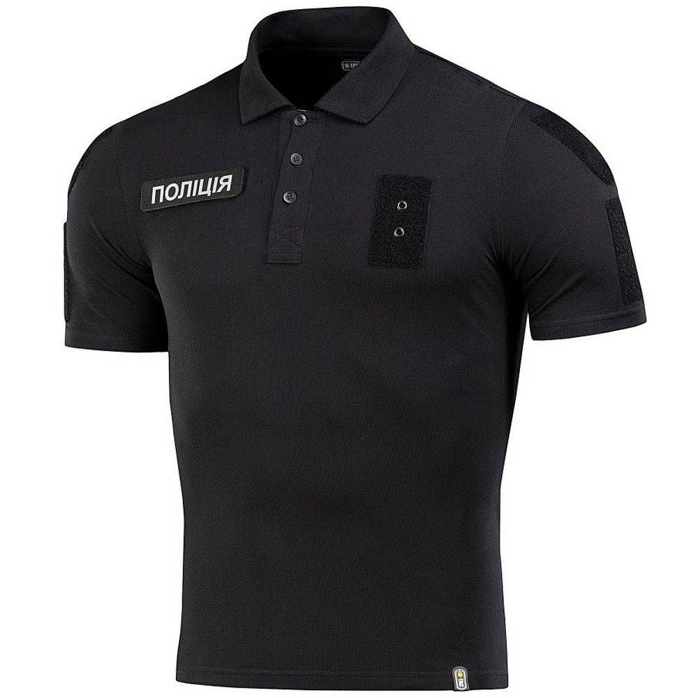 M-Tac поло Поліція зі світловідбивним написом і нашивкою 65/35 чорне, Розмір XL