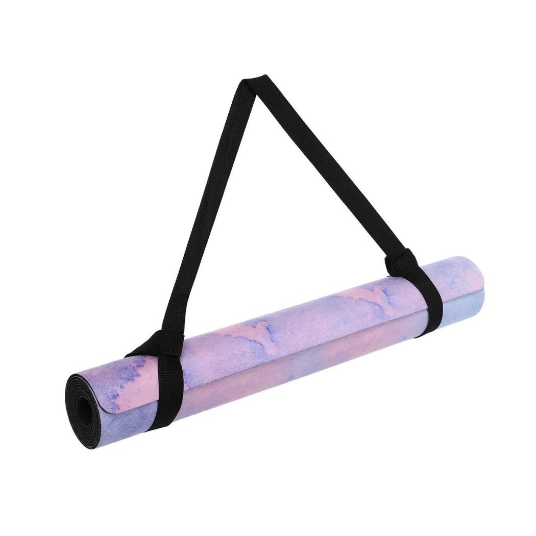 Килимок для йоги Замшевий Record FI-5662-33 розмір 183x61x0,3см з Квітковим принтом рожевий-блакитни