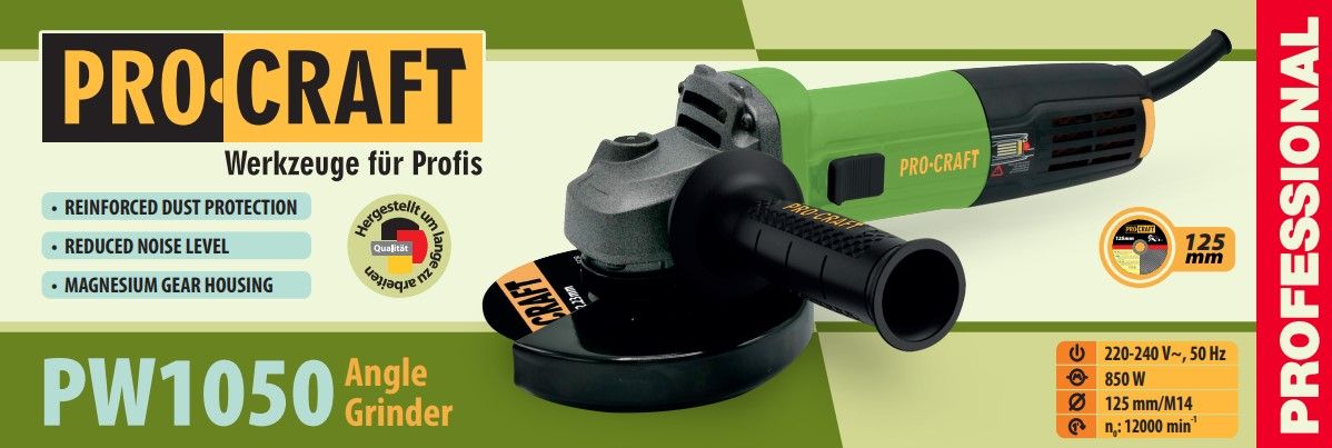 Кутошліфувальна машина Procraft PW1050 125 мм