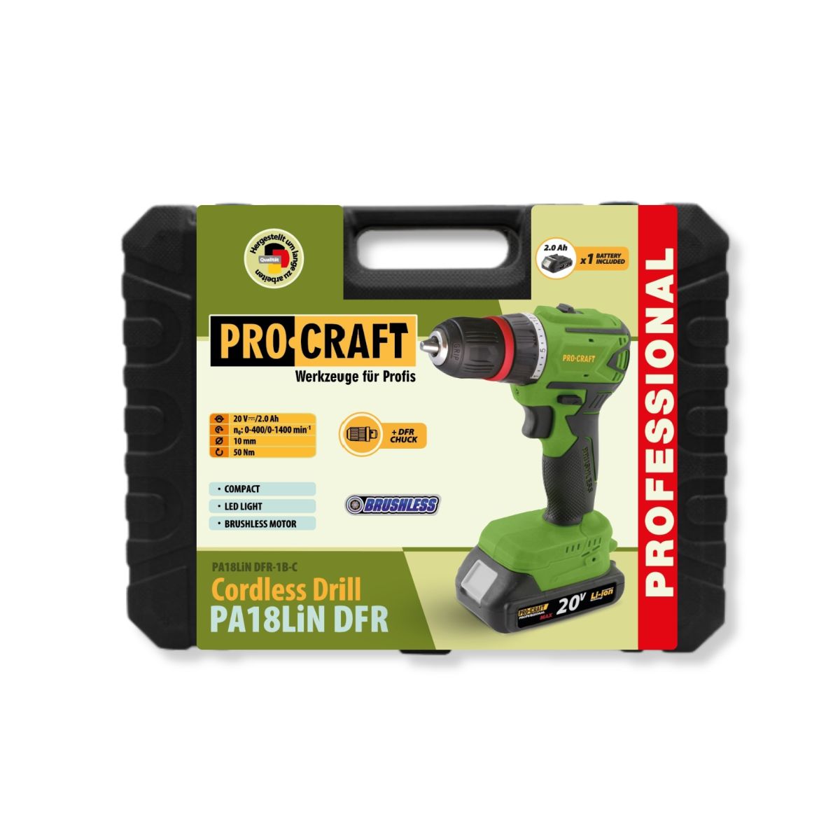 Шуруповерт Procraft PA18LiN DFR (з 1 акб та зп)