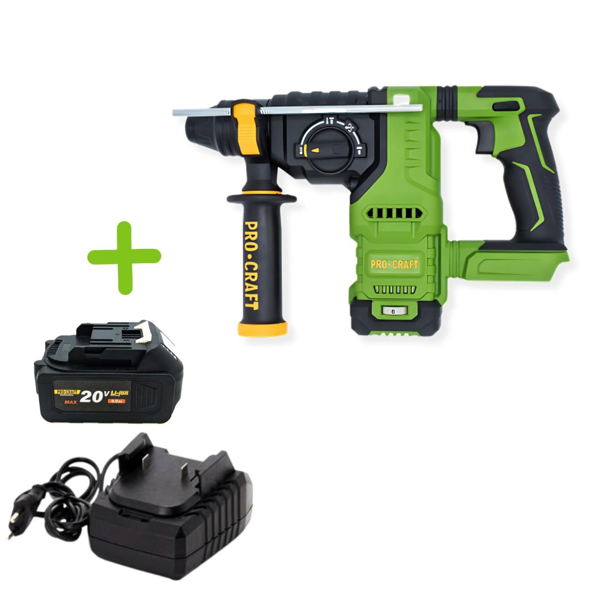 Набір Перфоратор Procraft PHA30 (без АКБ та ЗП) + АКБ 20/4 + з/п 20/1