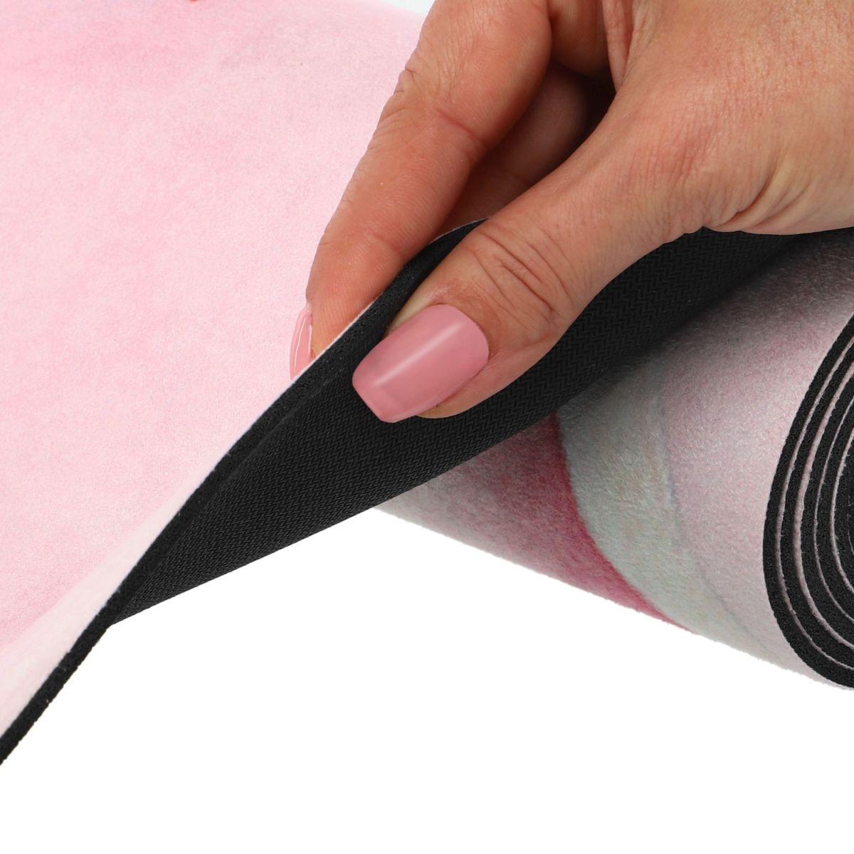 Килимок для йоги Замшевий каучуковий двошаровий 3 мм Record FI-5662-28 (рожевий, 183х61х0,3см)