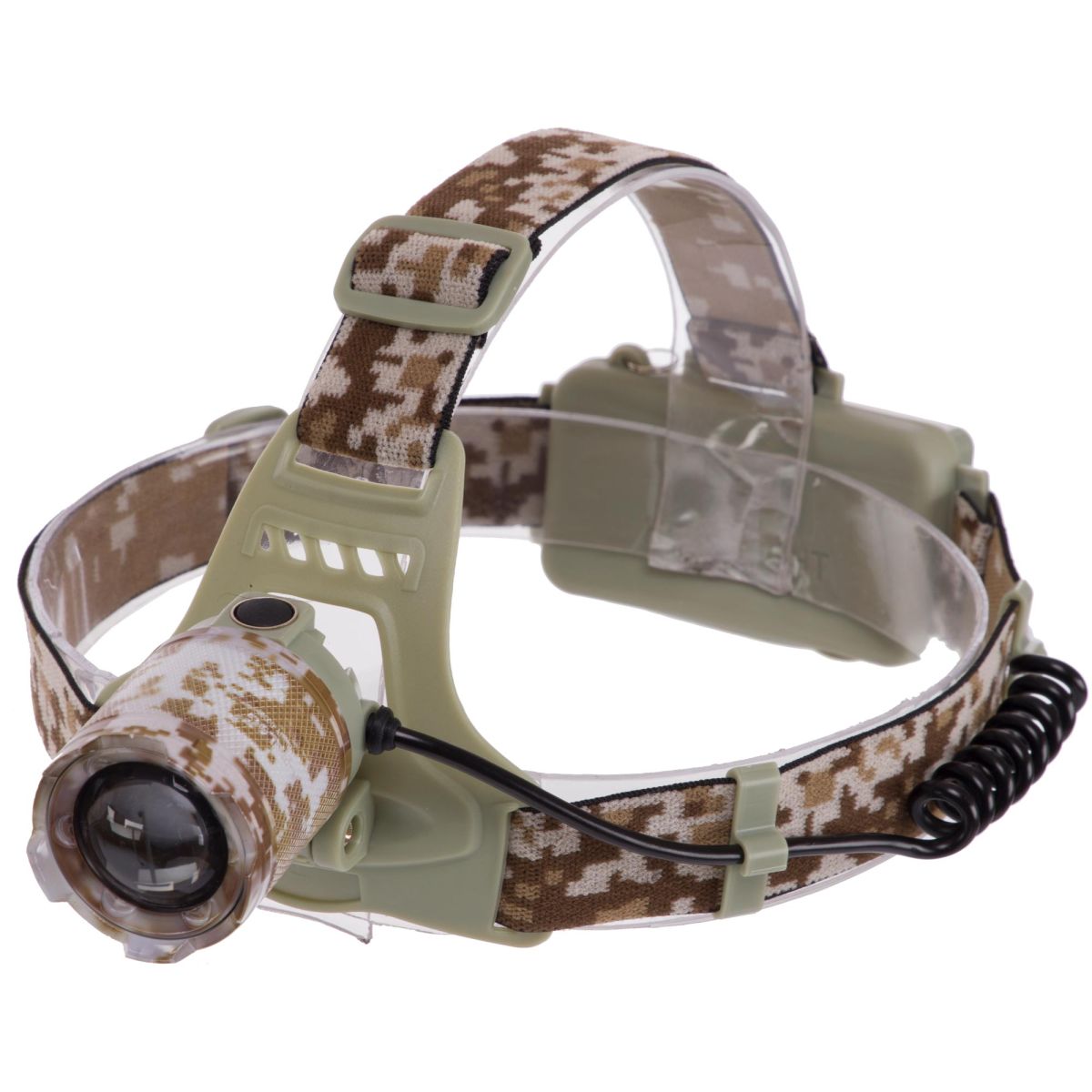 Ліхтарик налобний SP-Sport SY-003M, пластик на акумуляторі, комуфляж Marpat