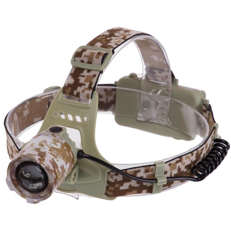 Ліхтарик налобний SP-Sport SY-003M, пластик на акумуляторі, комуфляж Marpat