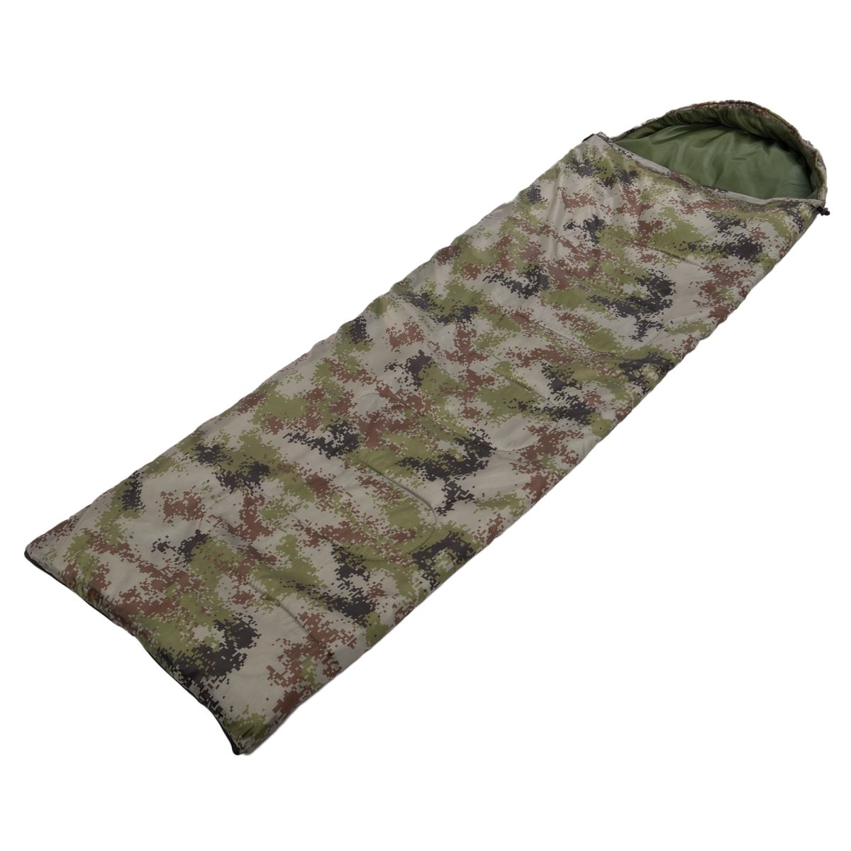 Спальний мішок одіяло з капішоном SP-Sport SY-7373 (180+30х70 см, t-5 до +15, комуфляж сірий