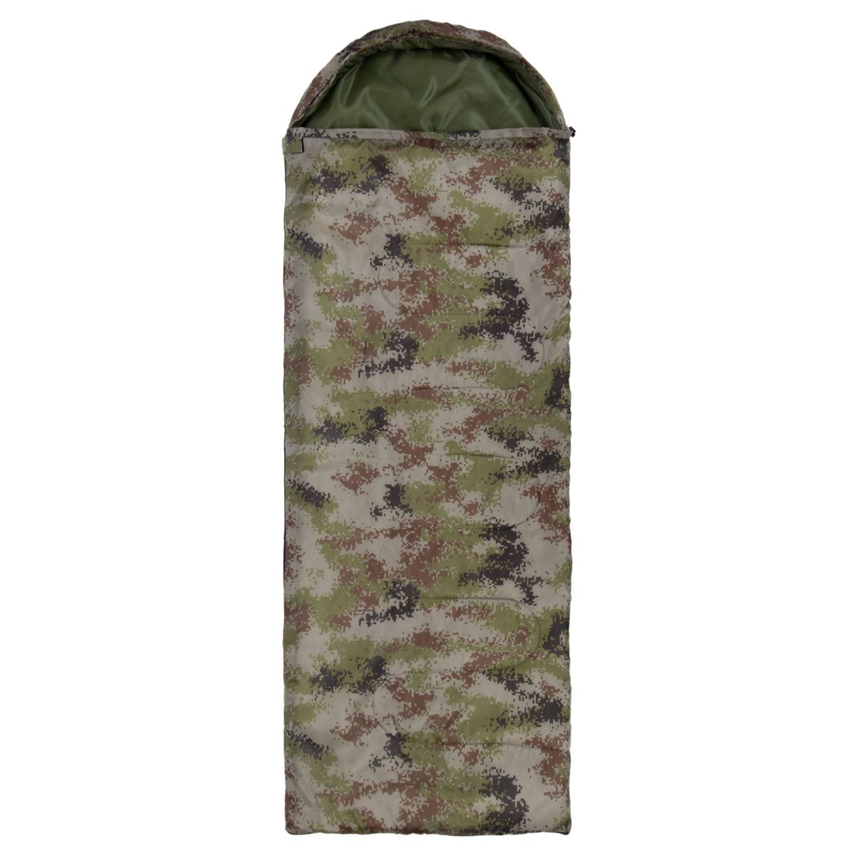 Спальний мішок одіяло з капішоном SP-Sport SY-7373 (180+30х70 см, t-5 до +15, комуфляж сірий