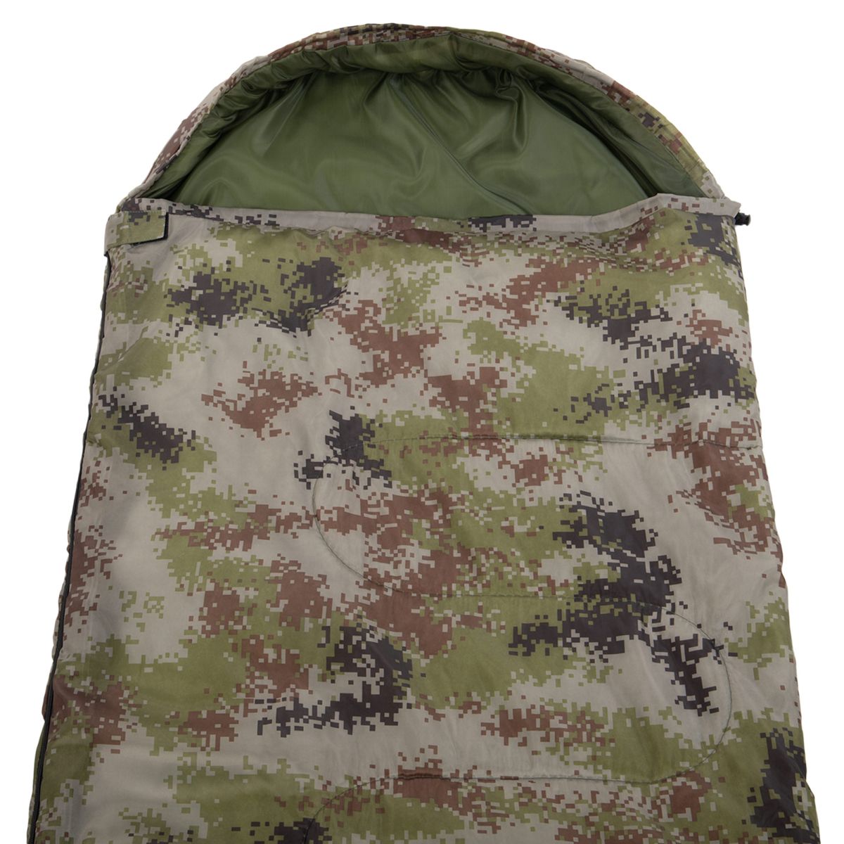 Спальний мішок одіяло з капішоном SP-Sport SY-7373 (180+30х70 см, t-5 до +15, комуфляж сірий