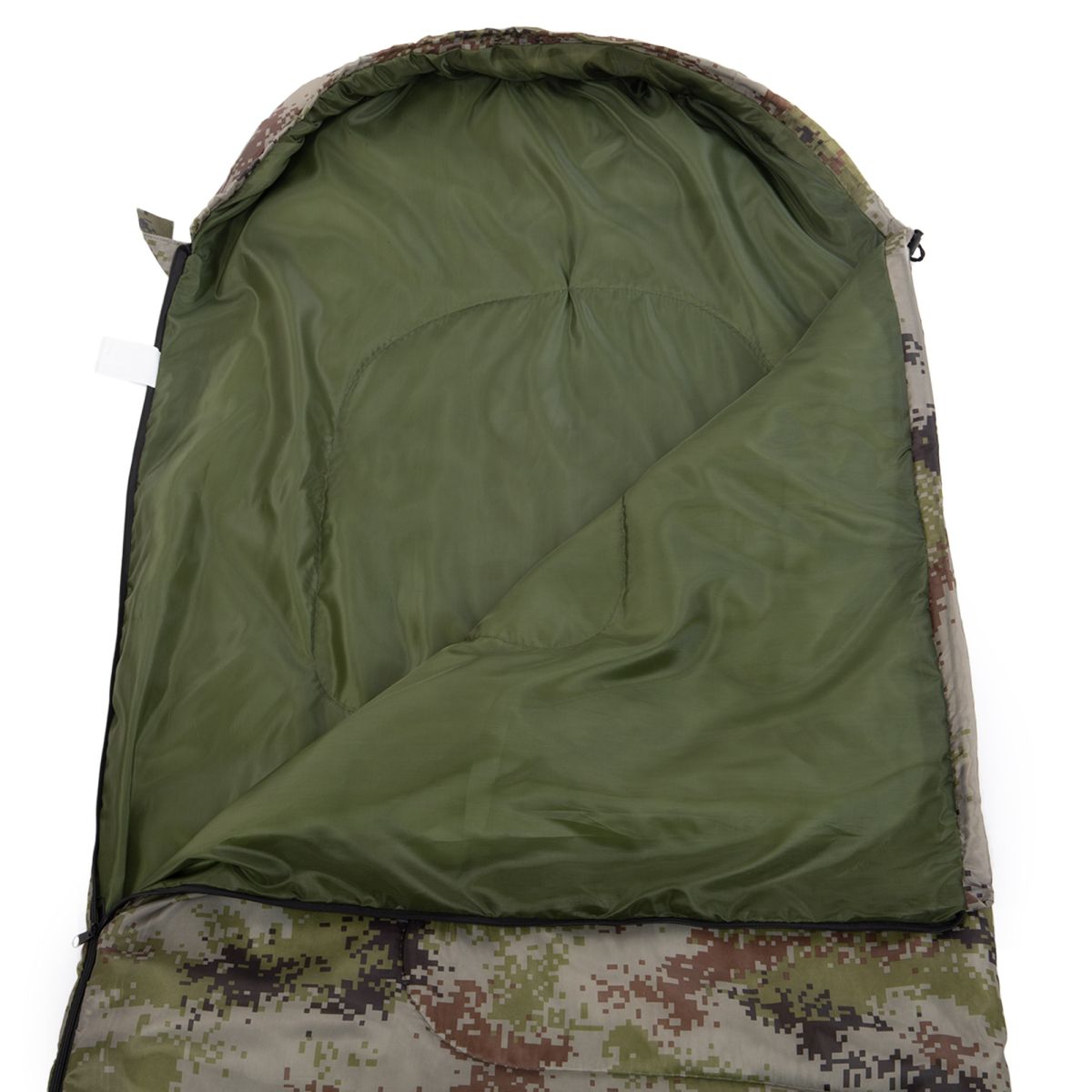 Спальний мішок одіяло з капішоном SP-Sport SY-7373 (180+30х70 см, t-5 до +15, комуфляж сірий