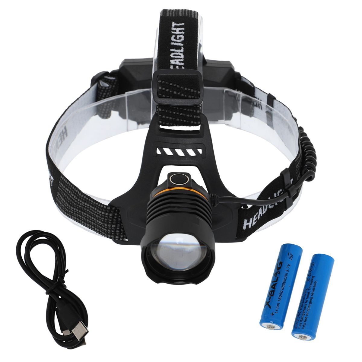 Ліхтарик налобний X-BALOG BL-8061-2-2-P50  на батарейках, чорний