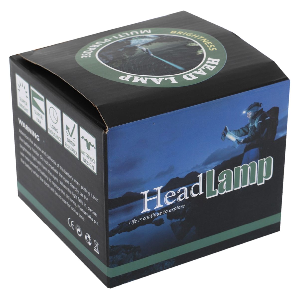 Ліхтарик налобний X-BALOG BL-8061-2-2-P50  на батарейках, чорний