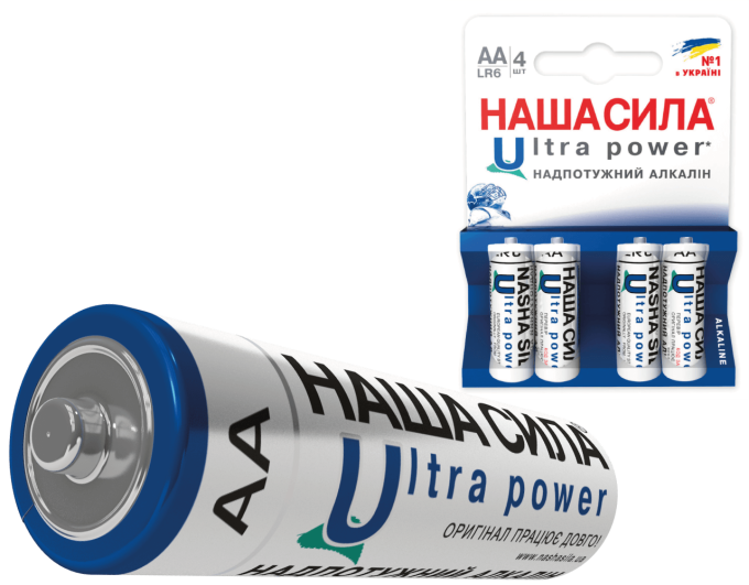 Батарейка LR6(AA) Ultra Power, 4шт блістер, НАША СИЛА