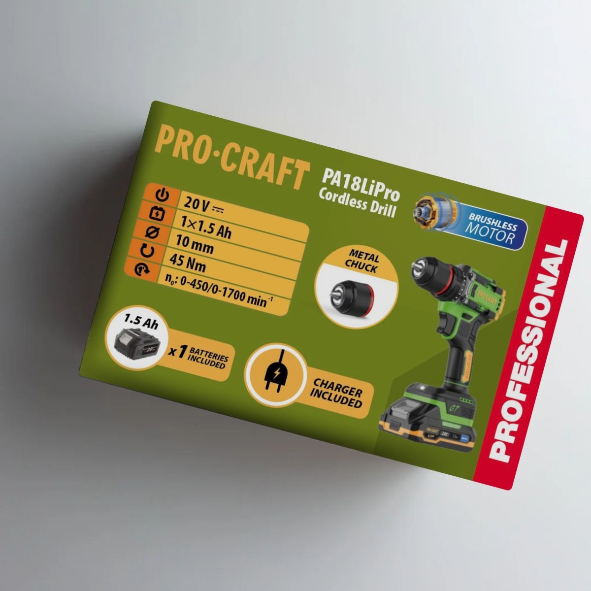 Шуруповерт Procraft PA18LiPro (з 1 акб та зп)