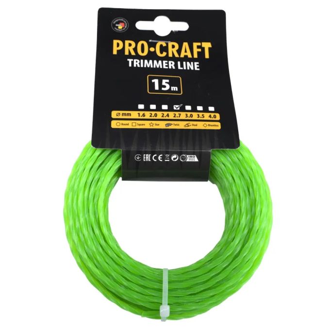 Волосінь з жилою квадрат Procraft 2.7мм 15м