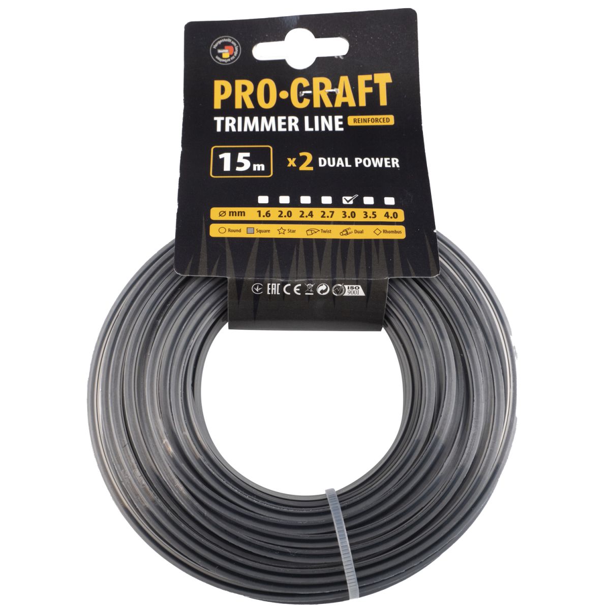 Волосінь з жилою квадрат Procraft 3мм 15м