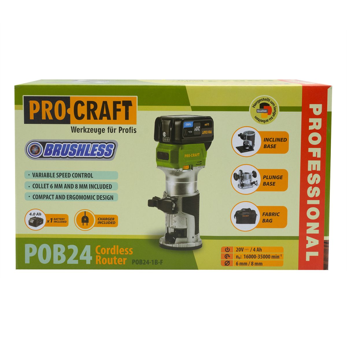 Акумуляторний фрезер Procraft POB24 (з 1 АКБ та ЗП)