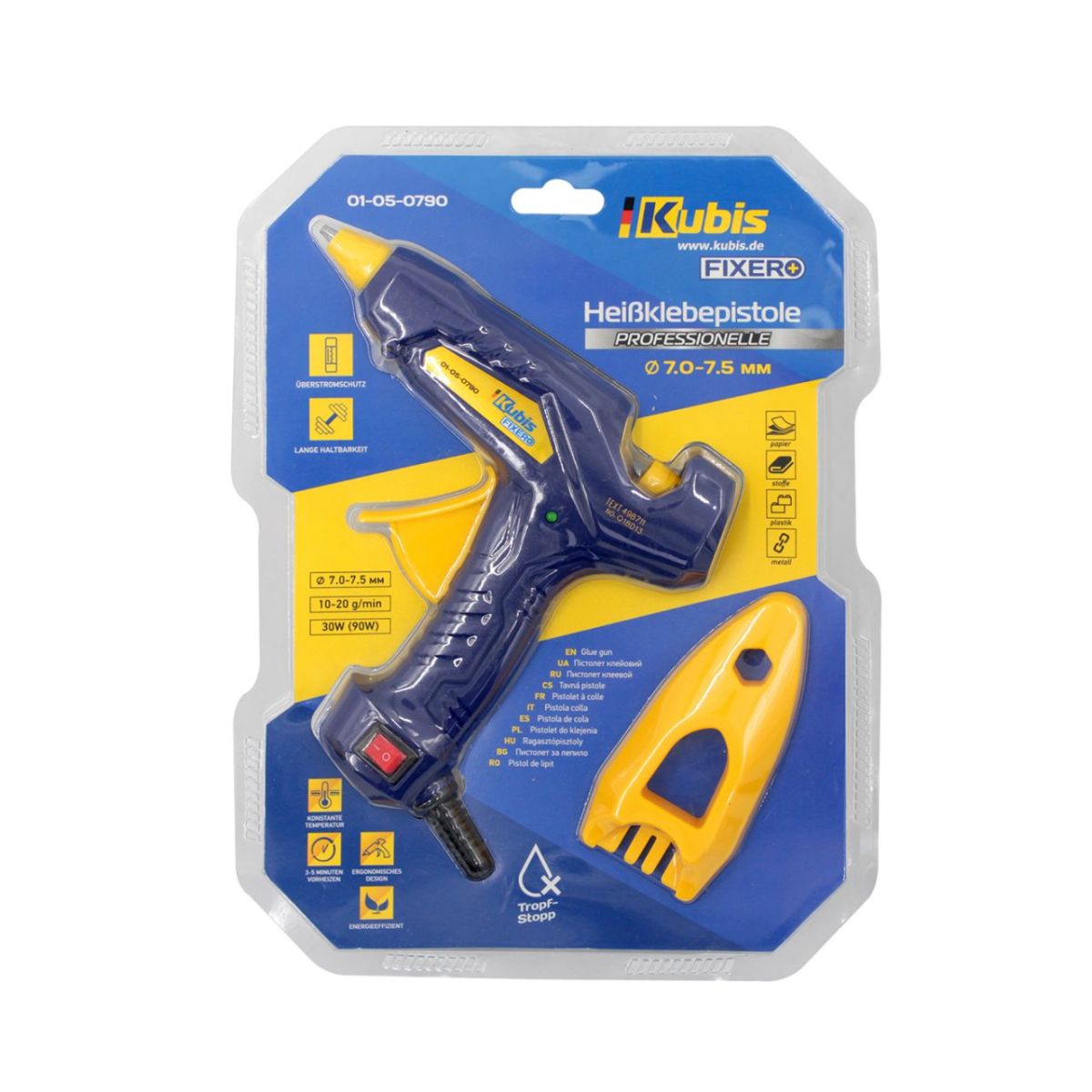 Пістолет клейовий 30 (90) Вт, 7.2 мм, 10-20 г/хв, 190°С