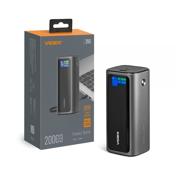 Повербанк 20000mAh VIDEX VPB-350 PD100W Grey