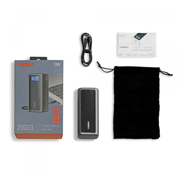 Повербанк 20000mAh VIDEX VPB-350 PD100W Grey